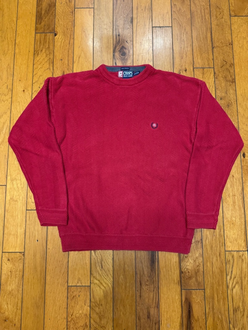 Chaps Ralph Lauren Red Crewneck Sweater Mens Size Small